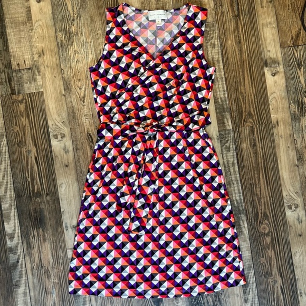 Donna Geometric Midi‎ Faux Wrap Dress